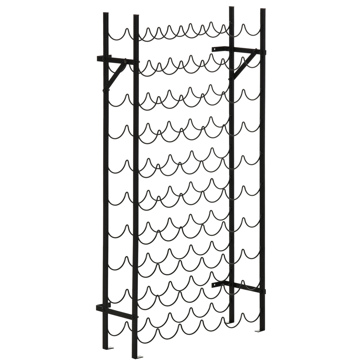Estante de vinhos para 60 garrafas, prateleira metálica para garrafas, 63 x 20,5 x 118 cm Preto — foto 1