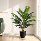 Planta Artificial de Samambaia com 20 Folhas em PEVA, Ramos Dobráveis, Vaso Preto em PP e Cimento, Verde — foto 2
