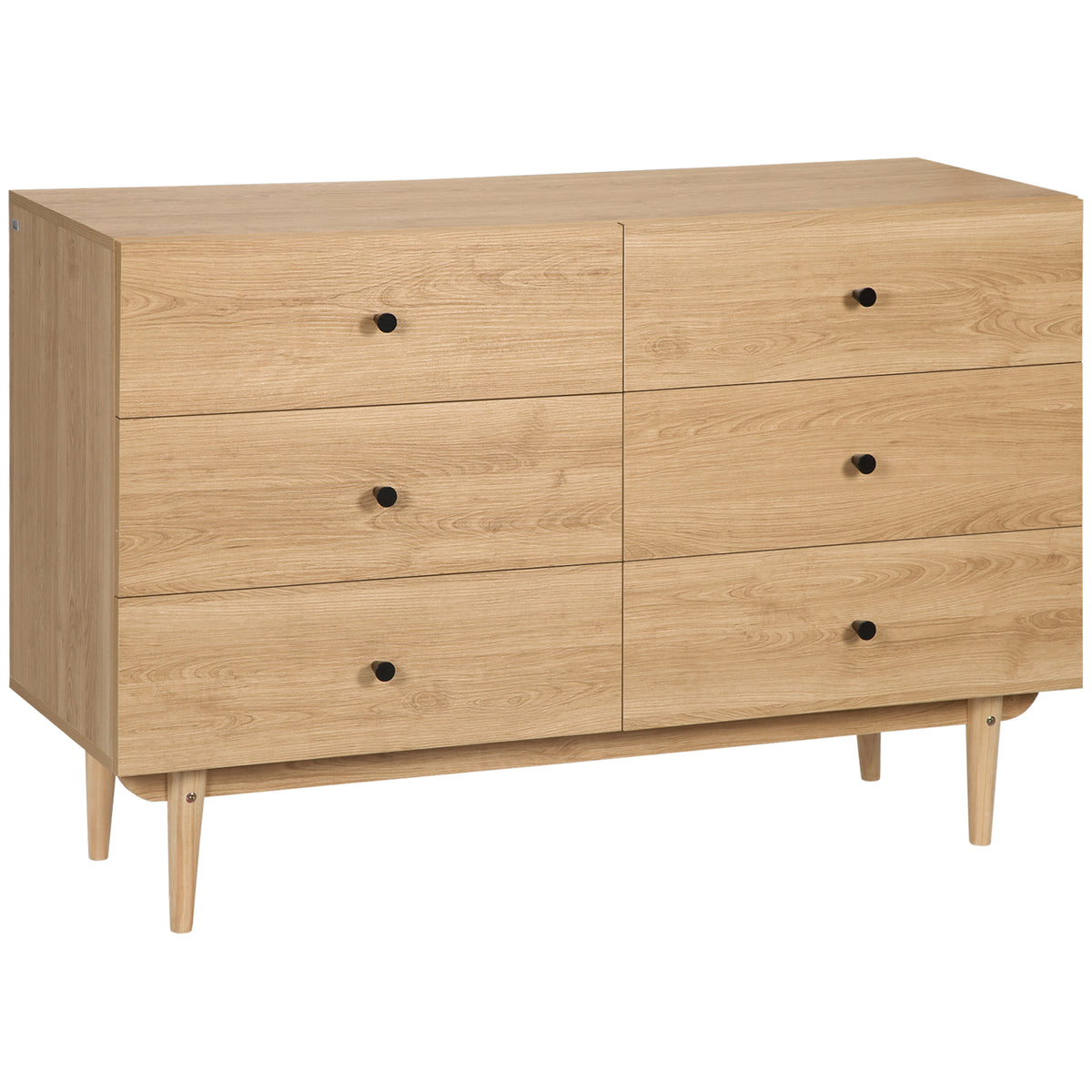 Cômoda 6 gavetas móvel de arrumação pés em madeira maciça 120 x 40 x 80 cm cor madeira — foto 1