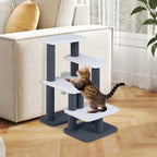 Escada para Gatos 2 em 1 com Poste de Arranhar e 4 Plataformas para Camas Altas e Sofás Cinzento — foto 4