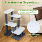 Escada para Gatos 2 em 1 com Poste de Arranhar e 4 Plataformas para Camas Altas e Sofás Cinzento — foto 7