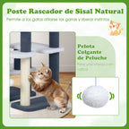 Escada para Gatos 2 em 1 com Poste de Arranhar e 4 Plataformas para Camas Altas e Sofás Cinzento — foto 8