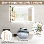 Espelho de Casa de Banho Retangular com Luz LED e Função Antiembaciamento 60 x 40 cm — foto 9