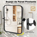Espelho de Parede Rectangular Pivotante Horizontal/Vertical Marco Metal Minimalista 76,5x56cm — foto 7