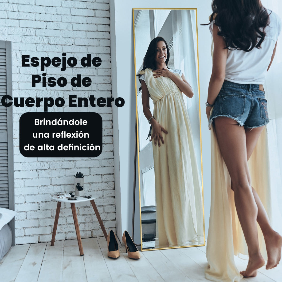 Espelho Rectangular 160x40cm de Pé ou Parede com Vidro Inastilhável e Marco Alumínio — foto 5