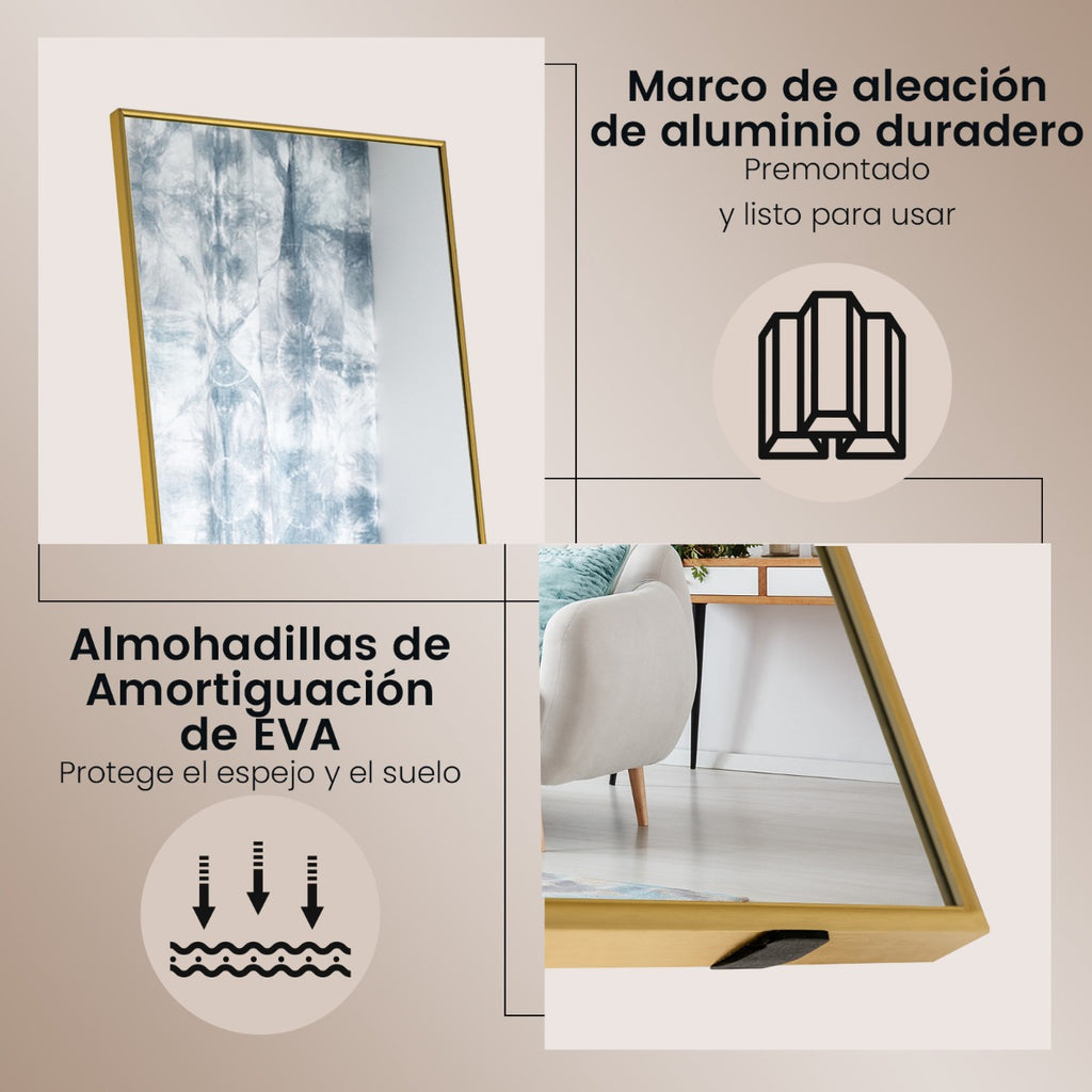 Espelho Rectangular 160x40cm de Pé ou Parede com Vidro Inastilhável e Marco Alumínio — foto 6