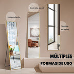 Espelho Rectangular 160x40cm de Pé ou Parede com Vidro Inastilhável e Marco Alumínio — foto 7