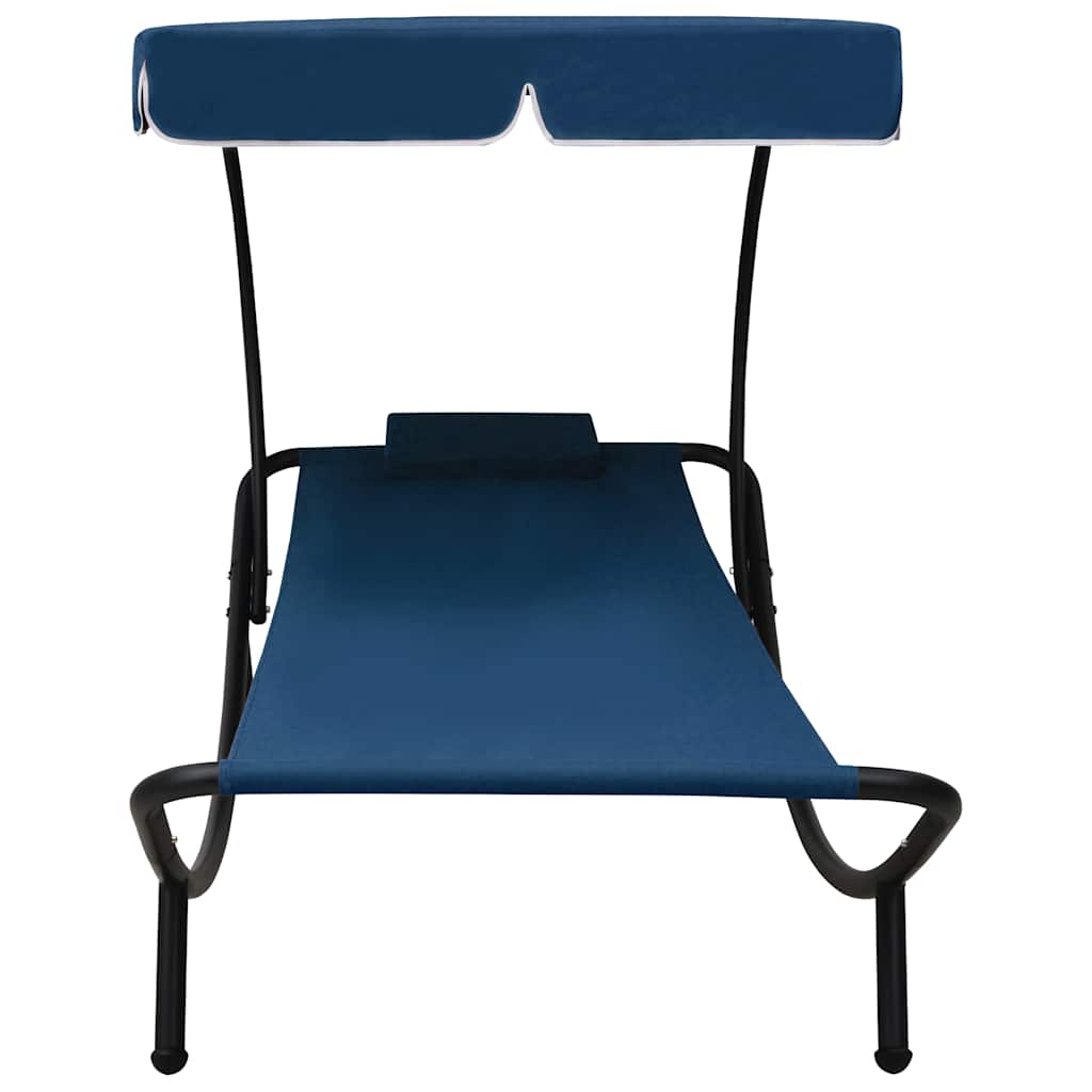 Espreguiçadeira com toldo e almofada azul — foto 2