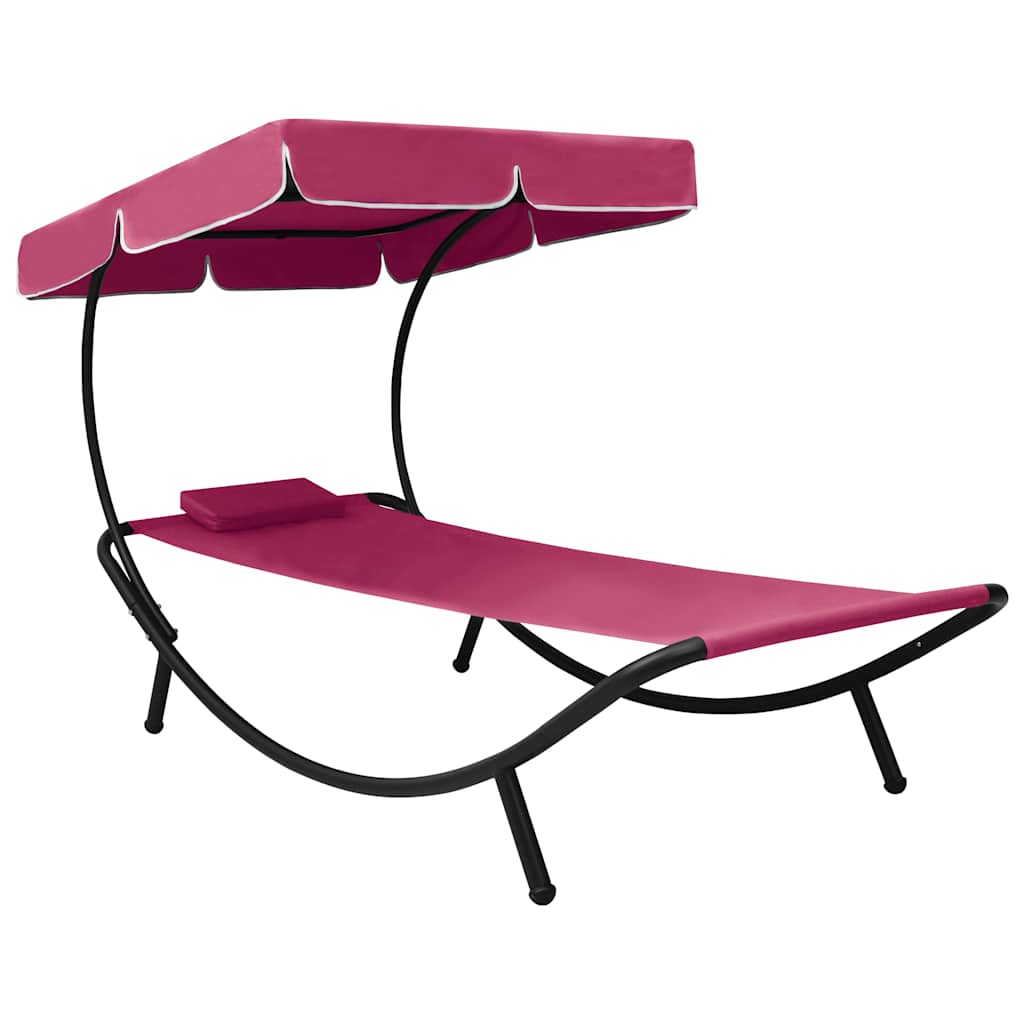 Espreguiçadeira com toldo e almofada rosa — foto 1