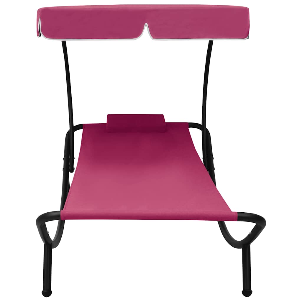 Espreguiçadeira com toldo e almofada rosa — foto 2