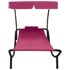 Espreguiçadeira com toldo e almofada rosa — foto 2