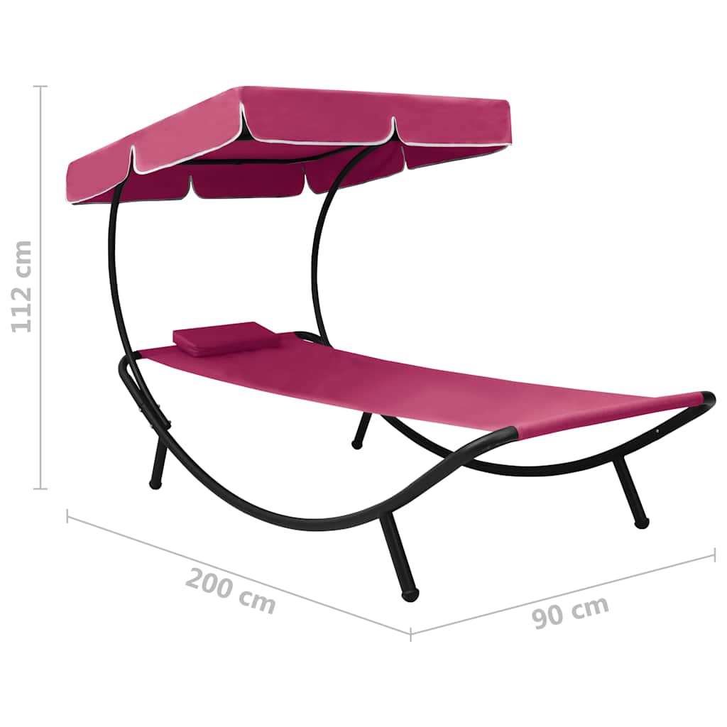 Espreguiçadeira com toldo e almofada rosa — foto 7