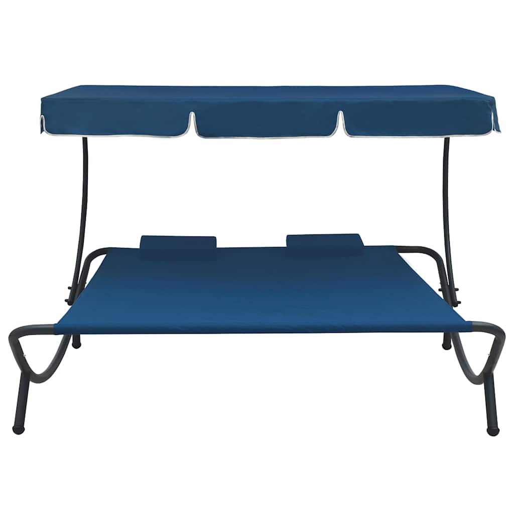 Espreguiçadeira com toldo e almofadas azul — foto 2