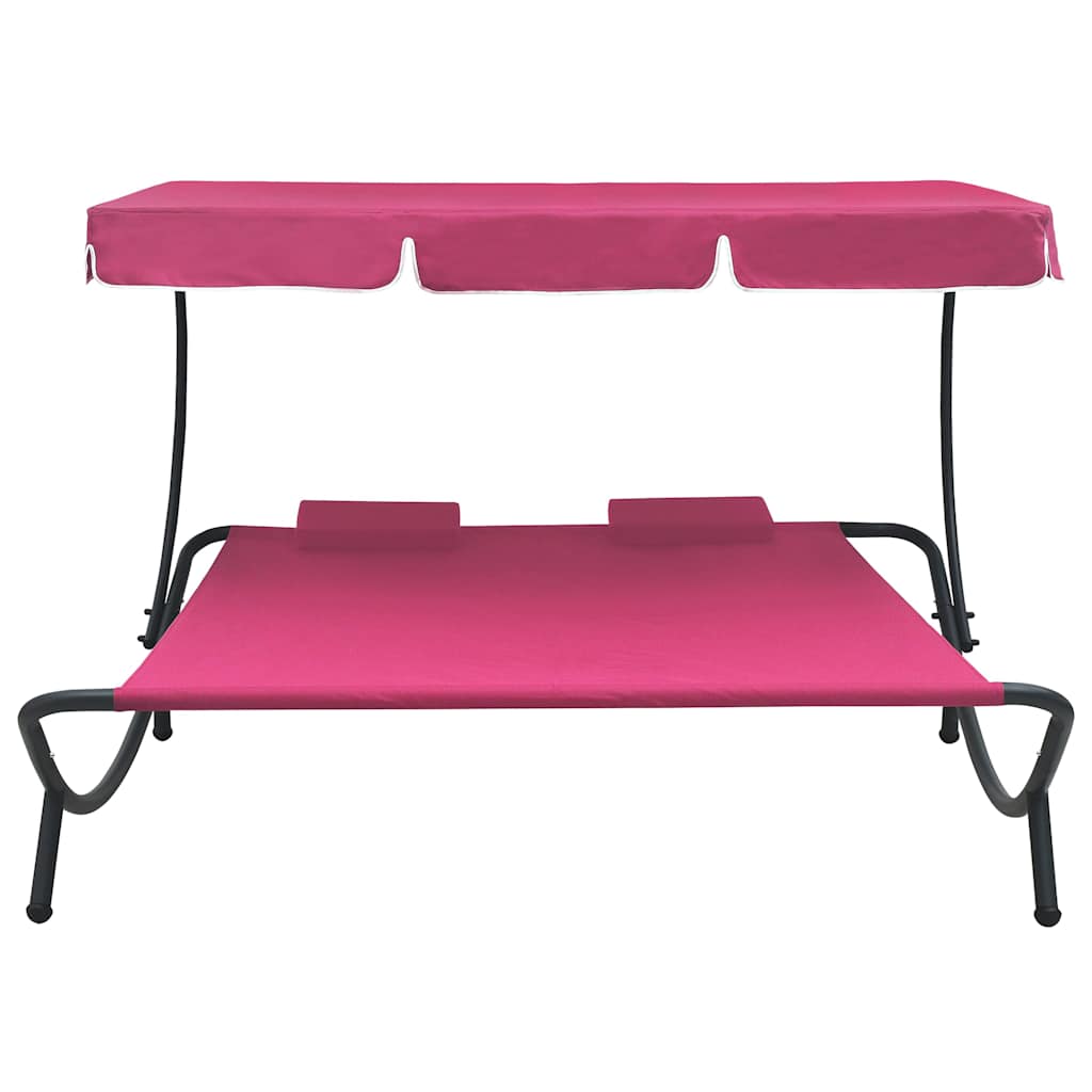 Espreguiçadeira com toldo e almofadas rosa — foto 2