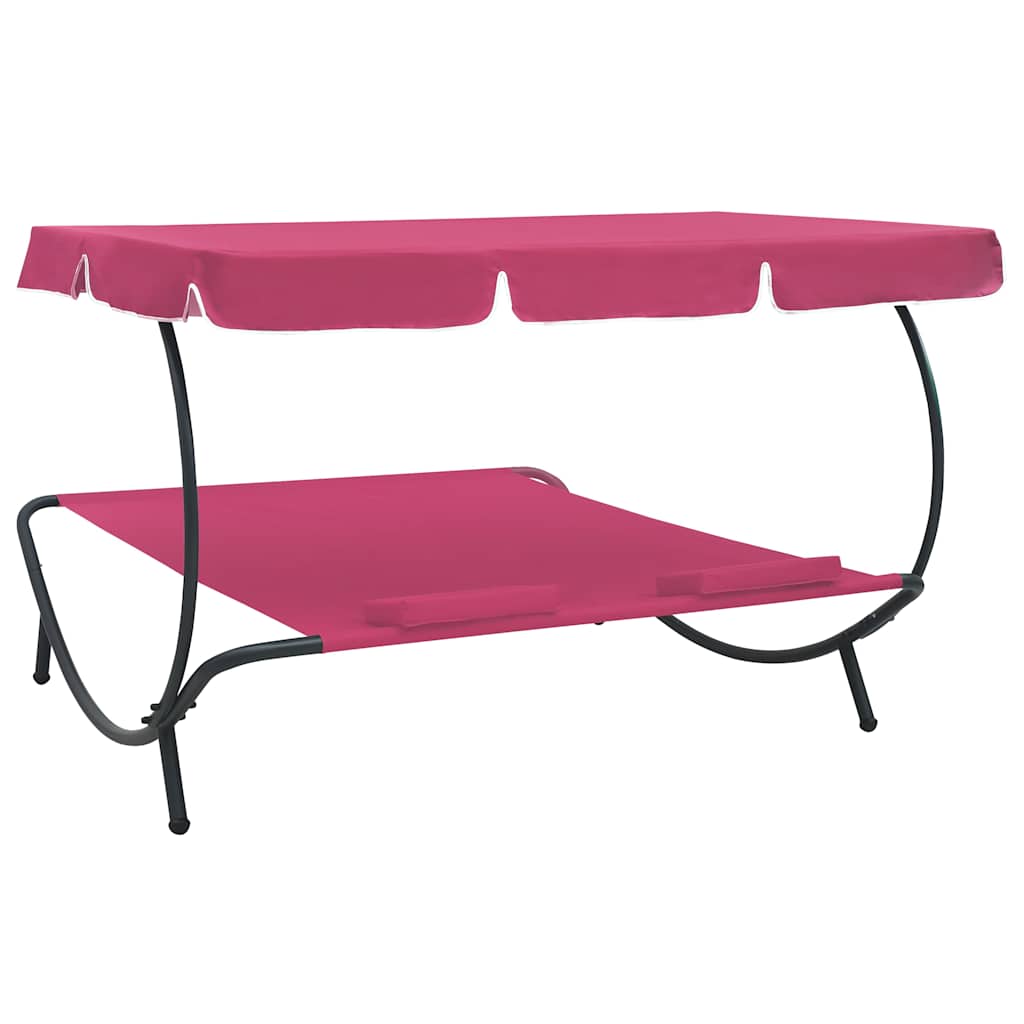 Espreguiçadeira com toldo e almofadas rosa — foto 3