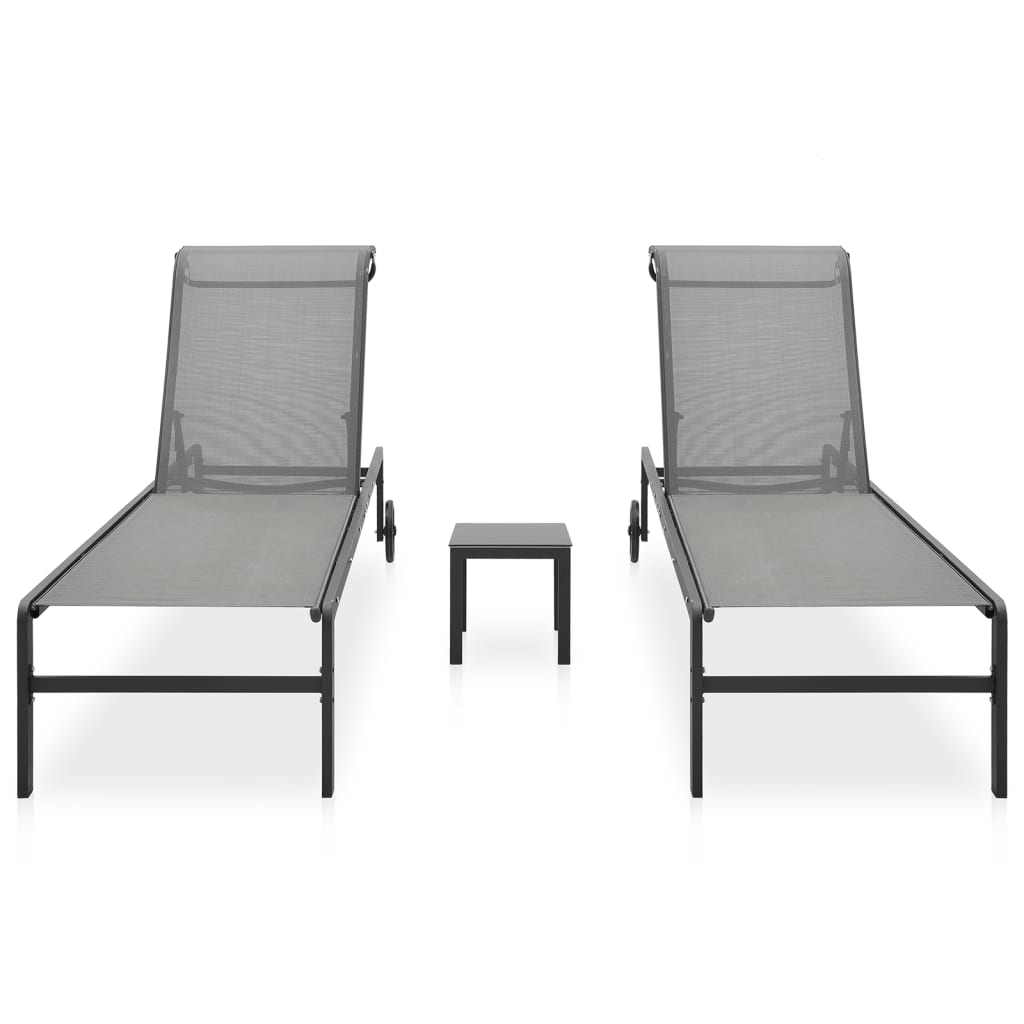 Espreguiçadeiras com mesa 2 pcs textilene e aço — foto 2