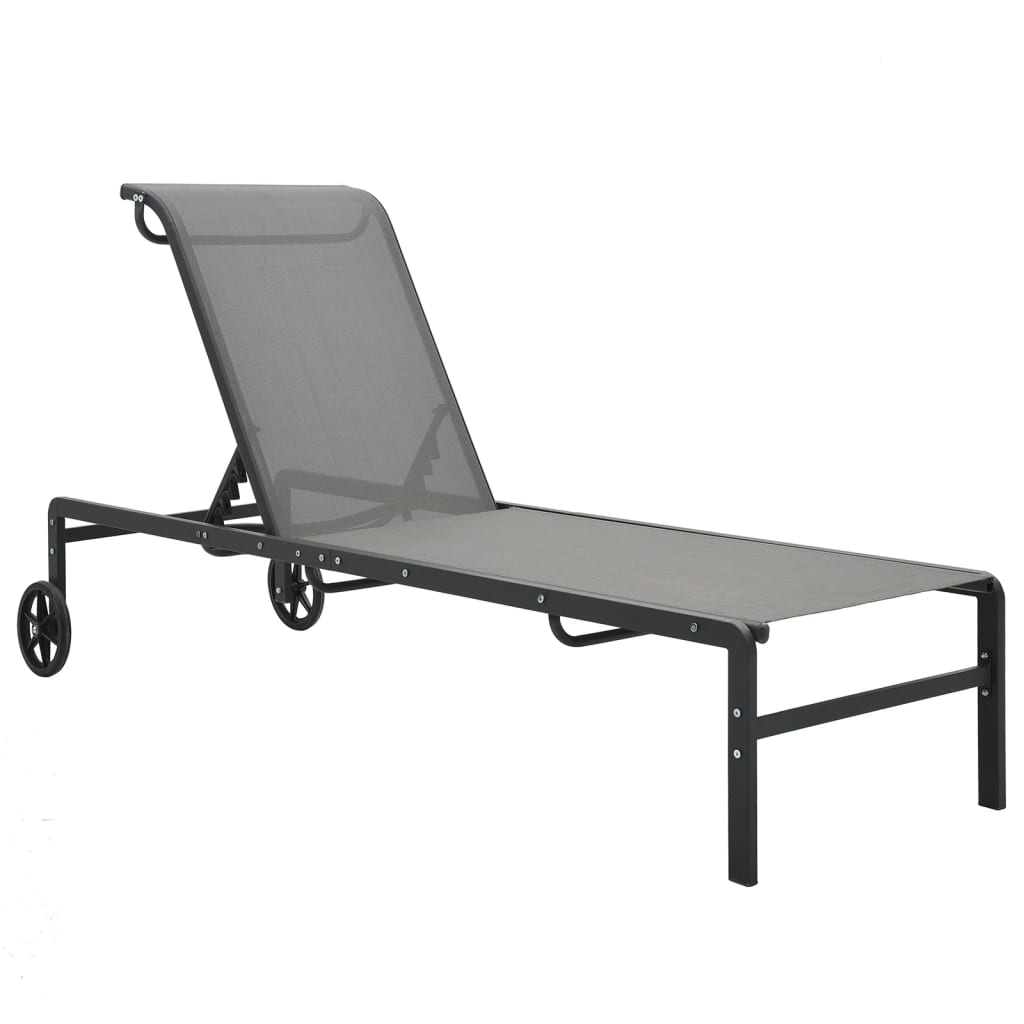 Espreguiçadeiras com mesa 2 pcs textilene e aço — foto 3