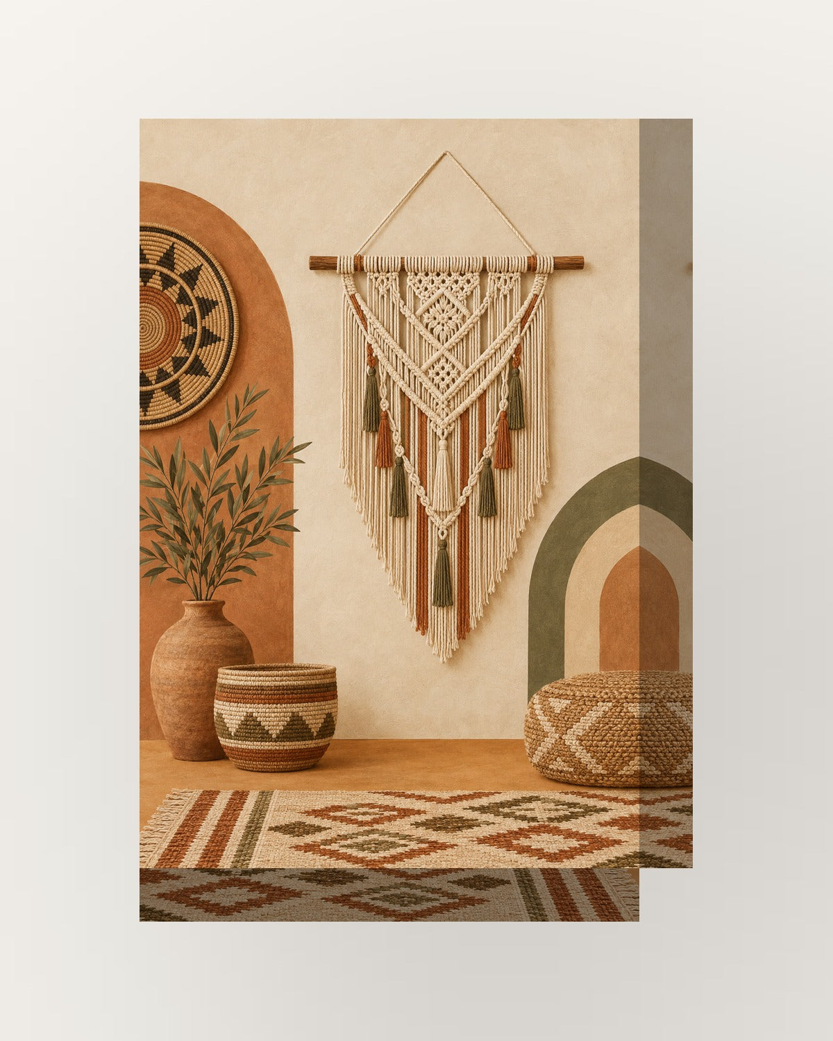Tecelagem · Boho · Quadro étnico — acabamento:thick