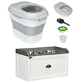 Conjunto de 1 Comedouro Elevado para Cães Grandes com 2 Tigelas de Aço Inoxidável e 1 Recipiente de Comida Branco — foto 1