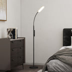 Candeeiro de Pé LED Regulável com Controlo Remoto e Tátil 5 Modos de Iluminação Temporizador de 60 Minutos Memória e Parte Inferior Giratório Flexível Ø22x175 cm Preto — foto 2