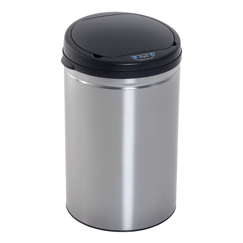 Balde de Lixo Inteligente de Aço Inoxidável 30L com Sensor Infravermelho de Abertura Automática para Cozinha Dormitório Casa de Banho Ø30,5x51,5cm Prata e Preto — foto 1