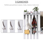 Móvel Cabide de Entrada com Espelho Ganchos e Sapateira Móvel de Entrada com 3 Ganchos Prateleira e 2 Gavetas para Corredor Branco — foto 5