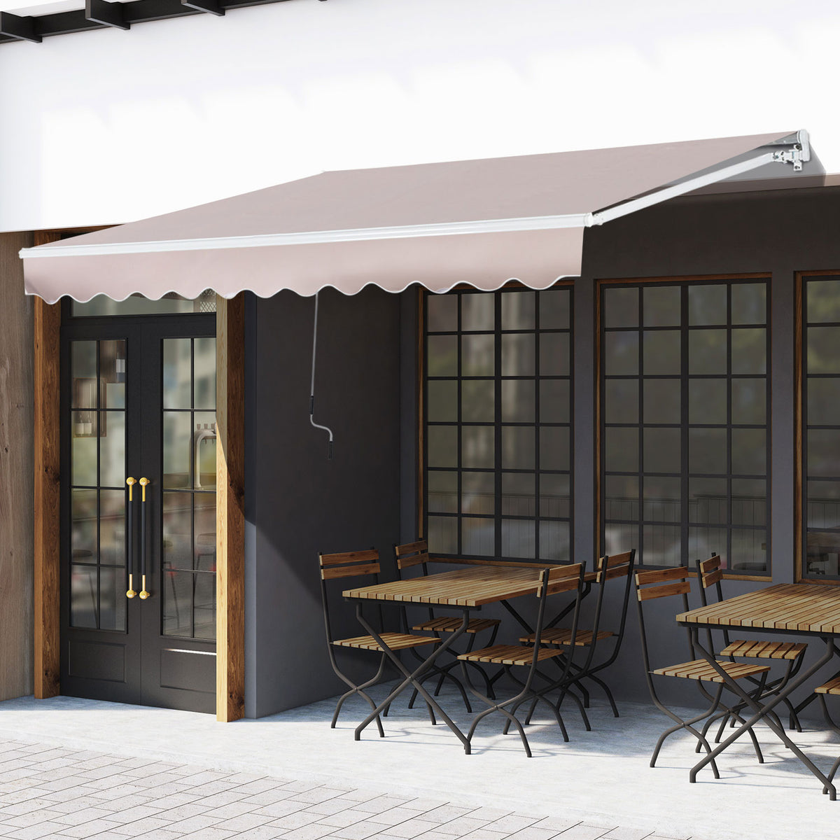 Toldo com Braço Dobrável Toldo Manual com Manivela Retrátil Ângulo Ajustável Alumínio para Janelas Portas Varanda 3x2m Bege — foto 2