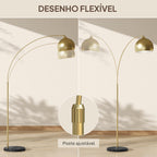 Candeeiro de Pé em Forma de Arco com Altura e Comprimento Ajustáveis Candeeiro de Leitura para Lâmpadas E27 Potência Máxima 40W com Interruptor de Pé 110-115x30x170-180 cm Dourado e Preto — foto 5