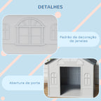 Casa para Cães 84,2x98,2x82 cm Casa para Cães com Janelas e Teto com Imitação de Telhas Casota para Cães Cinza — foto 6