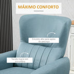 Poltrona de Massagem Relax Estofada em Tecido Técnico com Reclinação Manual 155° 8 Zonas de Massagem Contolo Remoto Apoio para os Pés e 2 Bolsos Laterais 79x101x96cm Azul Claro — foto 6