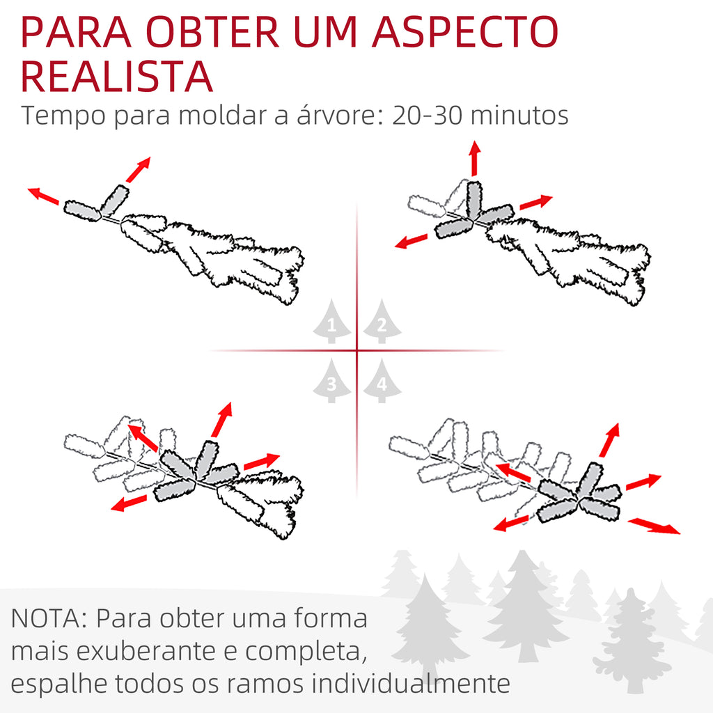 Árvore de Natal 180 cm Árvore de Natal Artificial com 618 Ramos e Suporte de Metal Árvore de Natal para Sala de Estar Interior Verde — foto 7