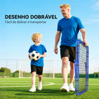 Rede de Rebote Dobrável para Treino Desportivo Ajustável em 5 Níveis de Ângulo com Tubo de Aço para Futebol Ténis e Basebol 100x95x90 cm Azul — foto 5