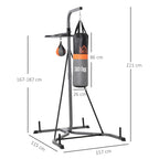Saco de Boxe Suspenso com Suporte Bola de Velocidade Ajustável em Altura de 167-187cm e Inflador para Treinamento Fitness em Casa Ginásio 115x157x221 cm Preto e Cinza — foto 3