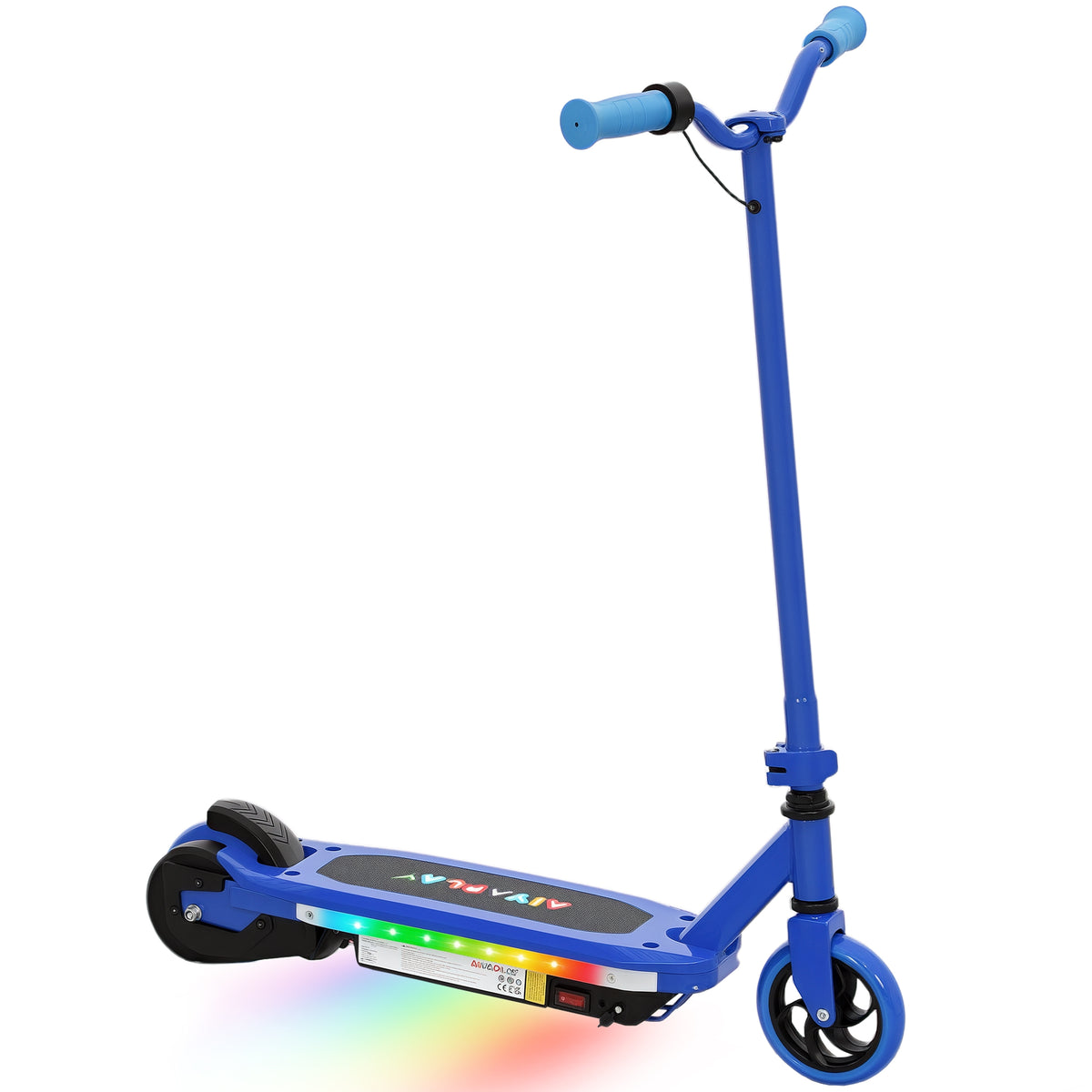 Trotinete Elétrica para Crianças de 6-14 Anos Trotinete Elétrica Máx. 10 km/h Motor 80 W Autonomia Máxima 8 km Trotinete Elétrica Infantil com Luzes LED Travão Traseiro 76x46x93 cm Azul — foto 1