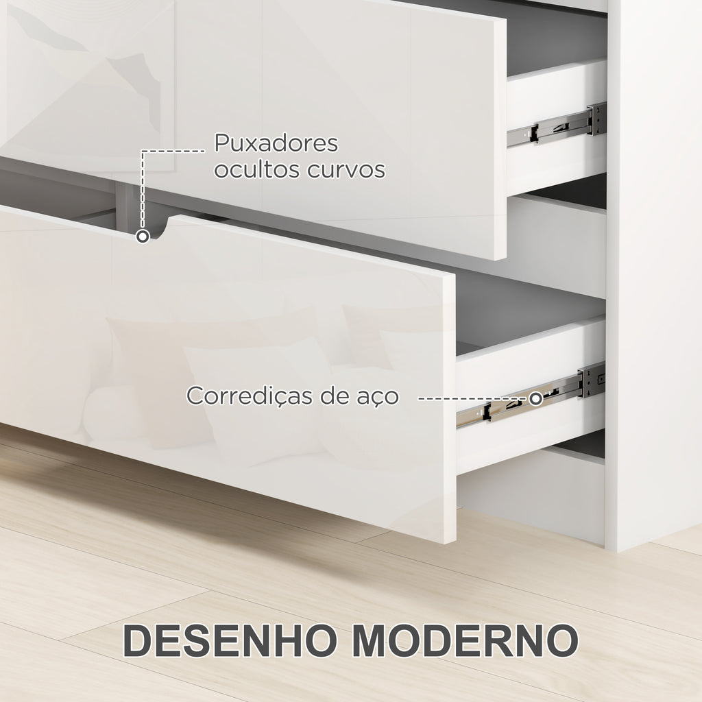 Cómoda com 6 Gavetas Cómoda de Dormitório Moderna com Sistema Anti-Tombo Cómoda para Sala de Estar Corredor 120x40x75 cm Branco — foto 5