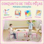 Mesa Infantil com 2 Cadeiras Mesa e Cadeiras para Crianças com Estampados de Animais para Meninos e Meninas de 3-8 Anos para Casa Escola Infantil Rosa — foto 4