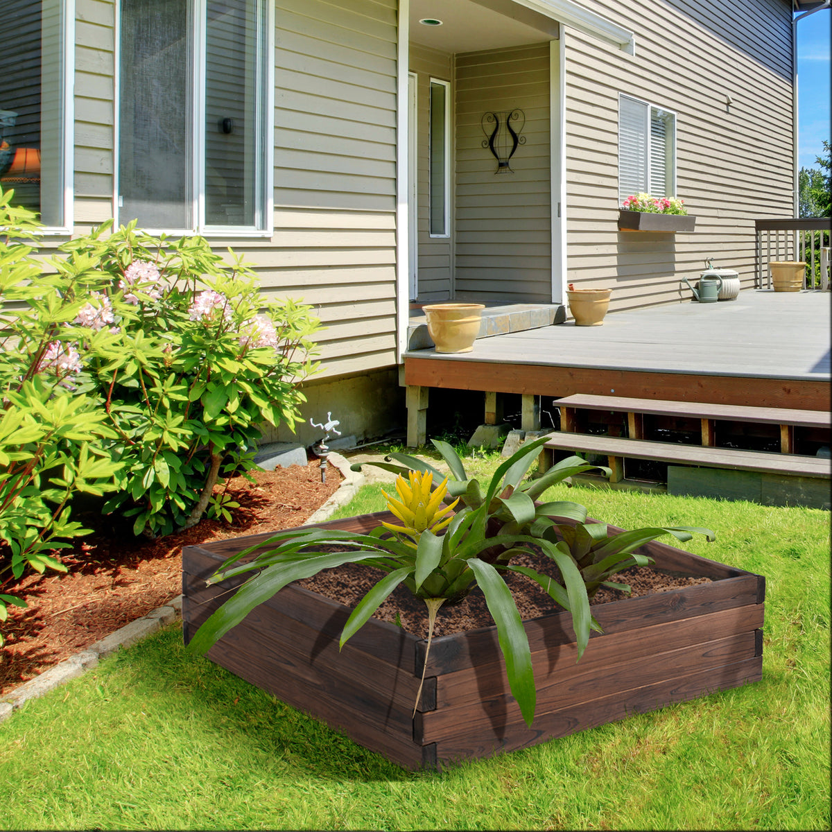 Horta Vertical Floreira de Madeira Maciça de Abeto de Jardim para Cultivo de Plantas Flores Ervas 80x80x22,5cm Marrom — foto 2