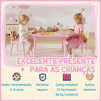 Mesa Infantil com 2 Cadeiras Mesa e Cadeiras para Crianças com Estampados de Animais para Meninos e Meninas de 3-8 Anos para Casa Escola Infantil Rosa — foto 7