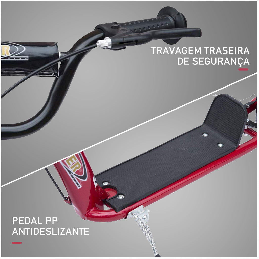 Trotinete com 2 Rodas de 12 Polegadas Trotinete para Crianças com Guiador Ajustável Freio e Cavalete Carga Máxima 100kg 120x52x80-88cm Vermelho — foto 6