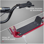 Trotinete com 2 Rodas de 12 Polegadas Trotinete para Crianças com Guiador Ajustável Freio e Cavalete Carga Máxima 100kg 120x52x80-88cm Vermelho — foto 6