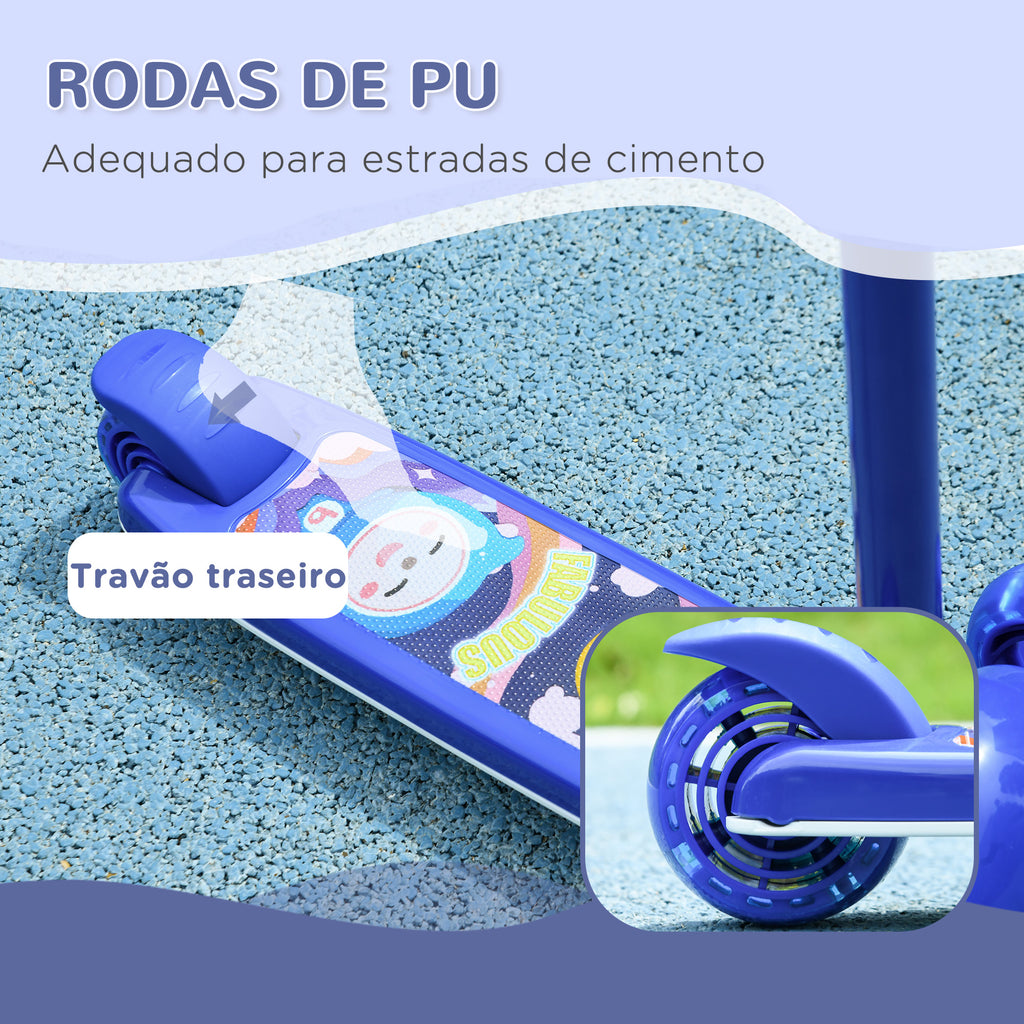 AIYPLAY Trotinete para Crianças de 2-6 Anos Trotinete Infantil Dobrável Trotinete com 3 Rodas LED Altura Ajustável Carga 25 kg 52x29x63-76 cm Azul — foto 5