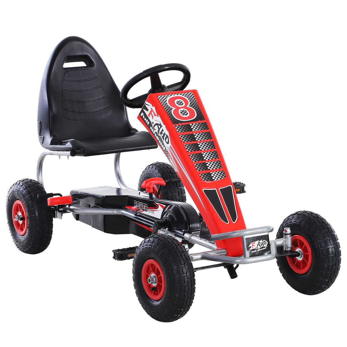 Carro Esportivo Pedal para Crianças com Embreagem e Freio de Assento Ajustável Crianças 3-8 Anos Carrega 50 kg Brinquedo Ar Livre 129x59x70 cm — foto 1