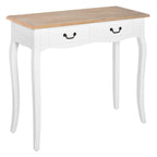 Mesa Consola Mesa Auxiliar com 2 Gavetas para Entrada Corredor Sala de Estar 87x34x78,5cm Branco e Madeira — foto 1