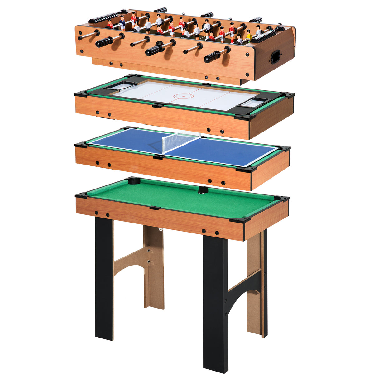 Mesa Multijogo 4 em 1 Inclui futebol mesa Air Hocker Ping-Pong e Bilhar – Jogo de Madeira – 87x43x73cm — foto 1