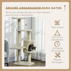 Árvore Arranhador para Gatos 112 cm com 4 Níveis Poste de Sisal Caverna Espaçosa Múltiplas Plataformas e Brinquedos Divertidos 75x40x112 cm Bege — foto 4