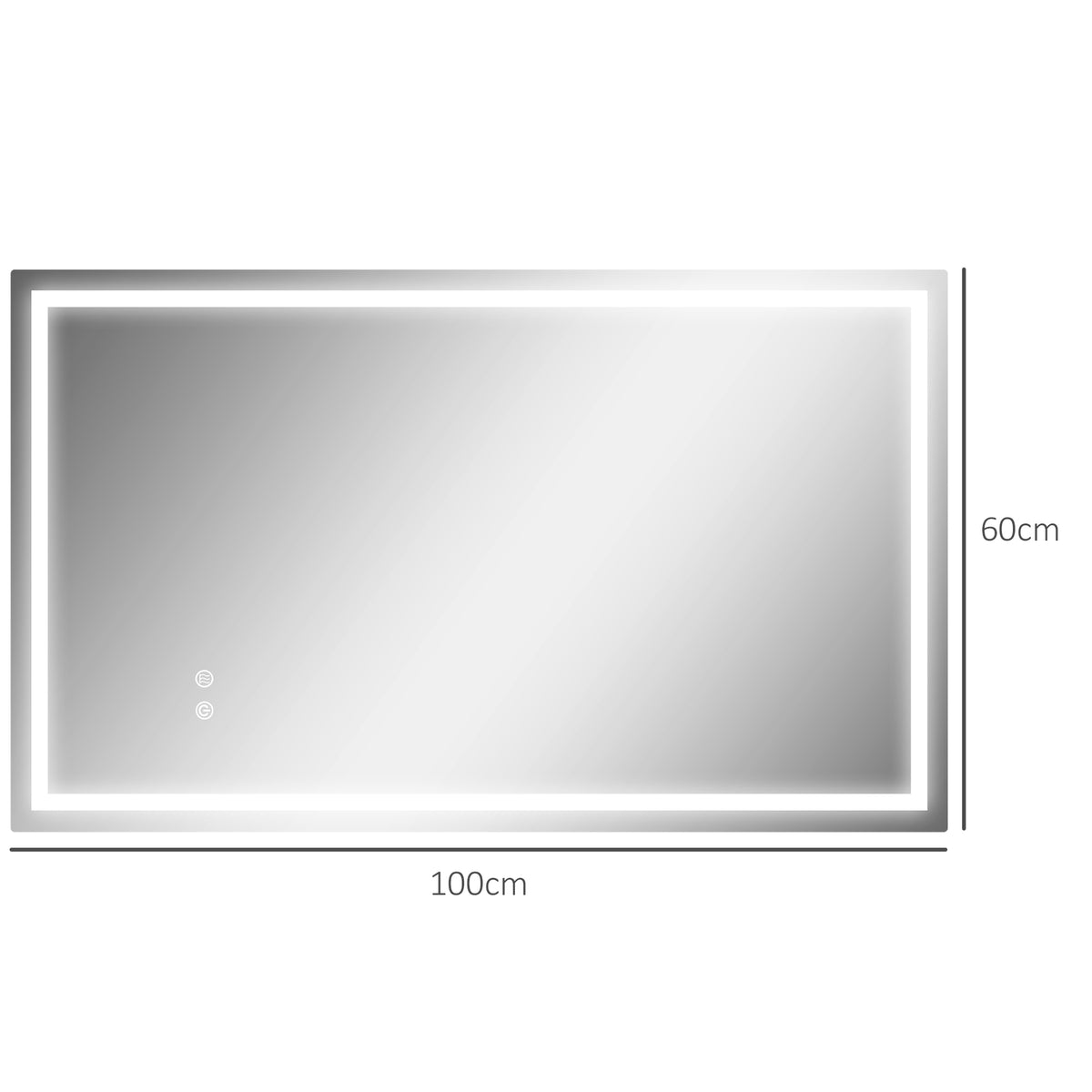 Espelho Casa de Banho com Luz LED 100x60 cm Espelho de Parede com Iluminação Anti-Embaciamento Brilho Ajustável Interruptor Tátil IP44 Montagem Horizontal ou Vertical — foto 3