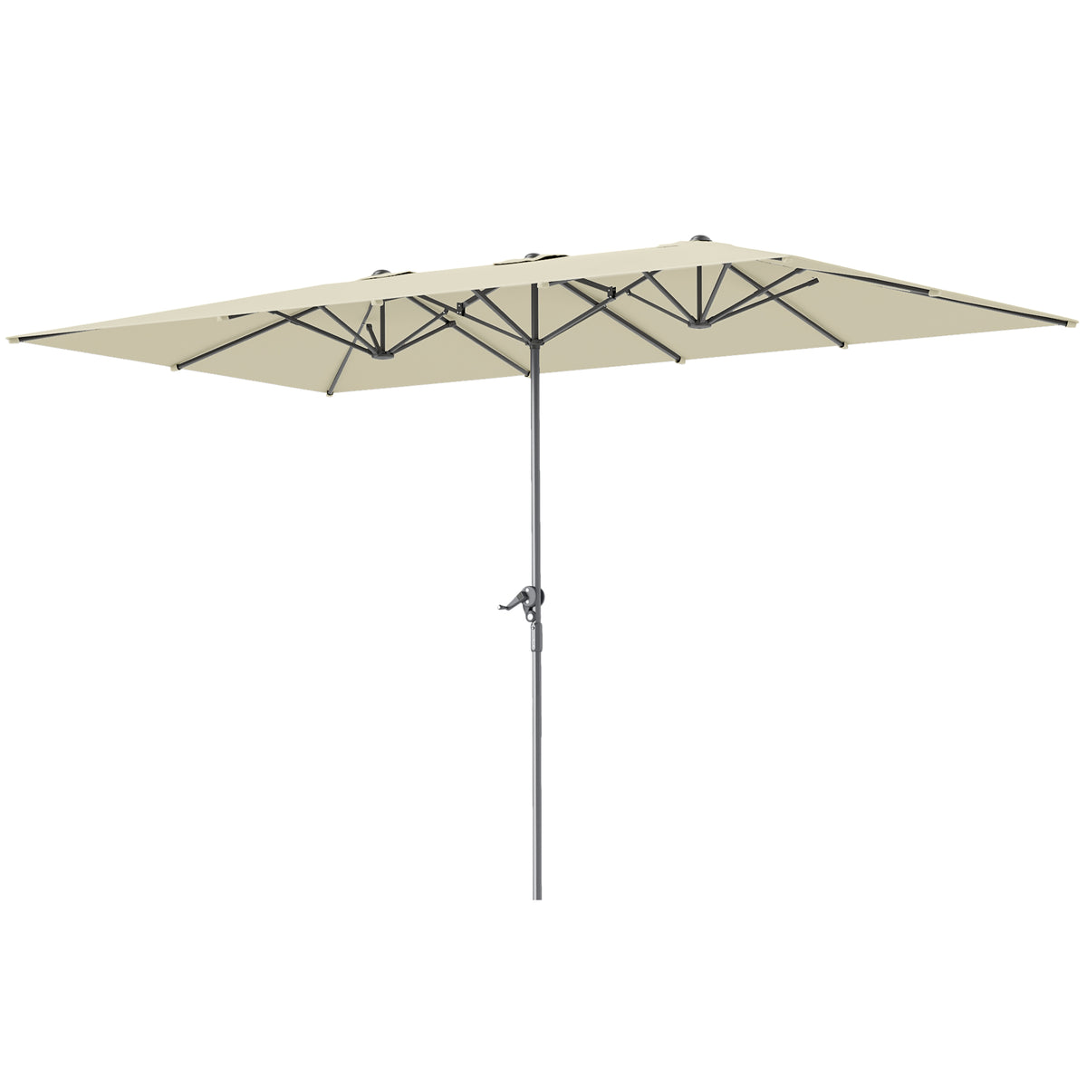 Chapéu de Sol Duplo 4,5x2,6 m Chapéu de Sol de Jardim com Manivela Mastro de Alumínio Impermeável e Proteção UV50+ Chapéu de Sol Grande para Exterior Piscina Creme — foto 1