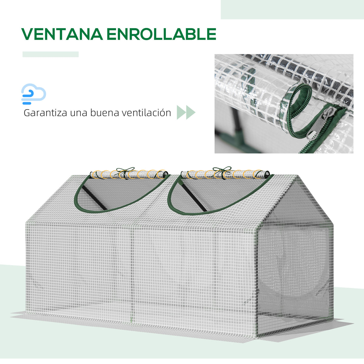 Estufa 119x60x60cm Estufa de Jardim com 2 Janelas Enroláveis para Cultivo de Plantas Verduras Flores Branco Translúcido — foto 4