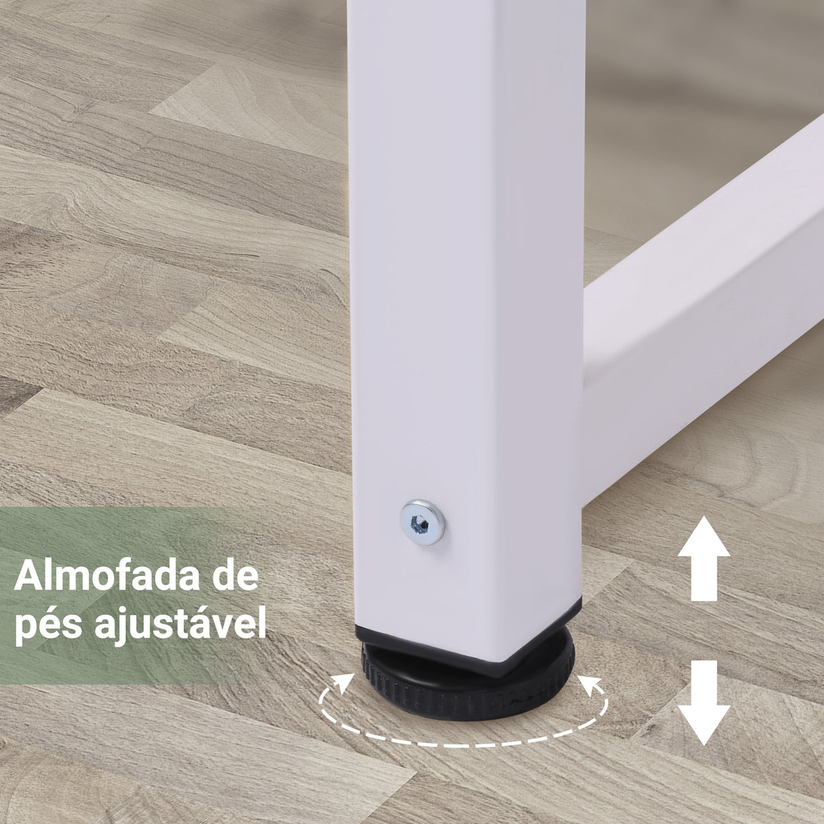 Secretária Moderna Mesa de Estudo com Estrutura de Aço e Pés Ajustáveis Mesa de Computador para Escritório Casa 120x60x76 cm Branco — foto 4