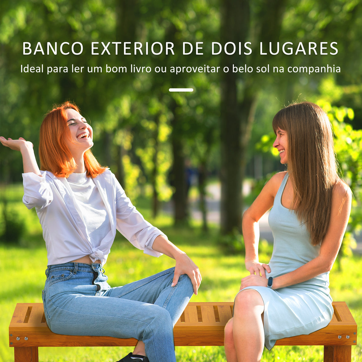 Banco de Jardim de 2 Lugares Banco de Madeira com Assento em Ripas Carga 300 kg Banco para Pátio Exterior Varanda 120x34x43 cm Teca — foto 4